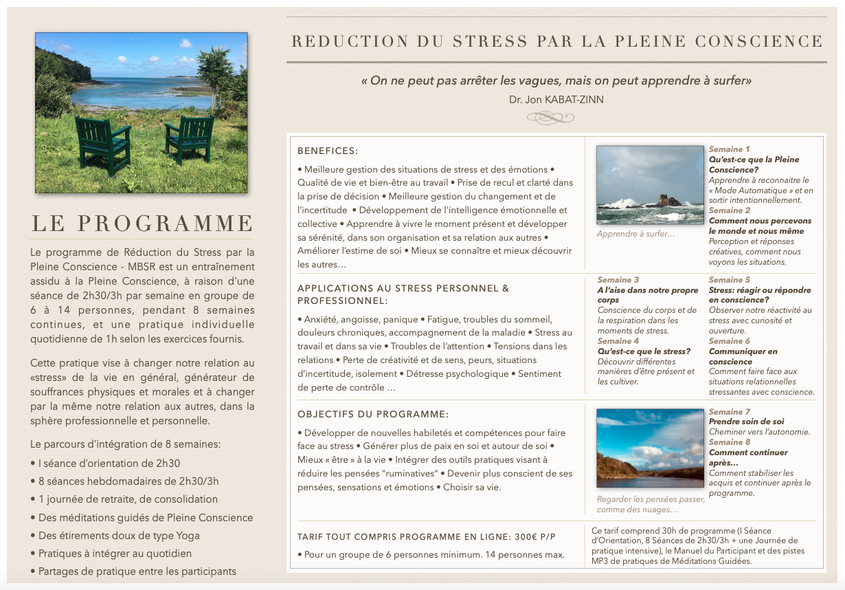 Programme MBSR en ligne - "live-online" - Méditation de Pleine Conscience et Réduction du Stress par la Pleine Conscience